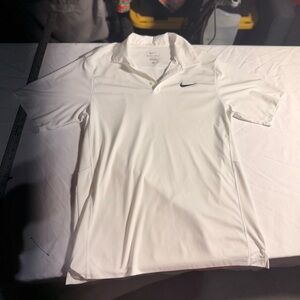 Nike Men's White Polo Shirt with Black Logo